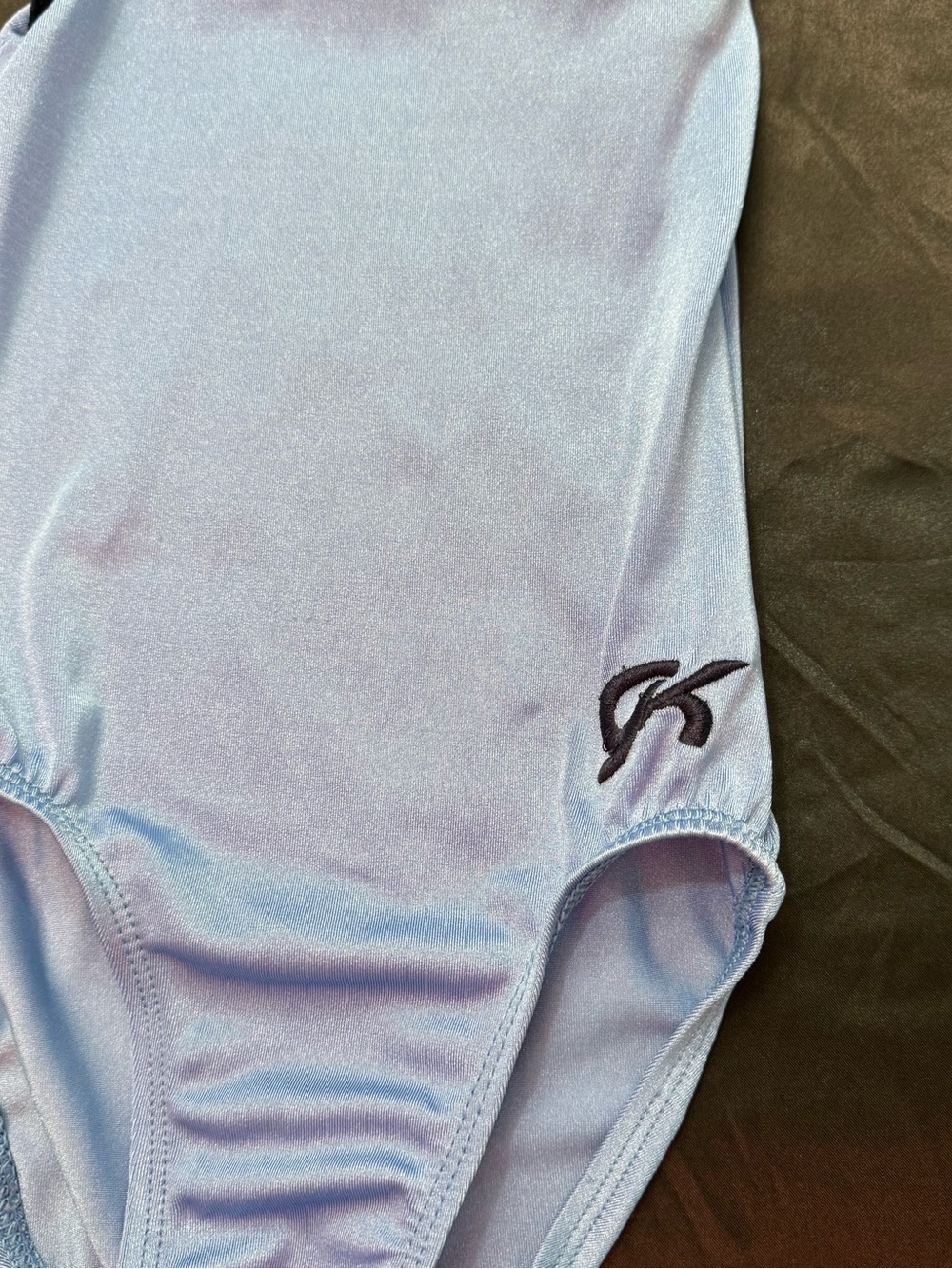 GK Light Blue Gymnastics Leotard with Black Trim
